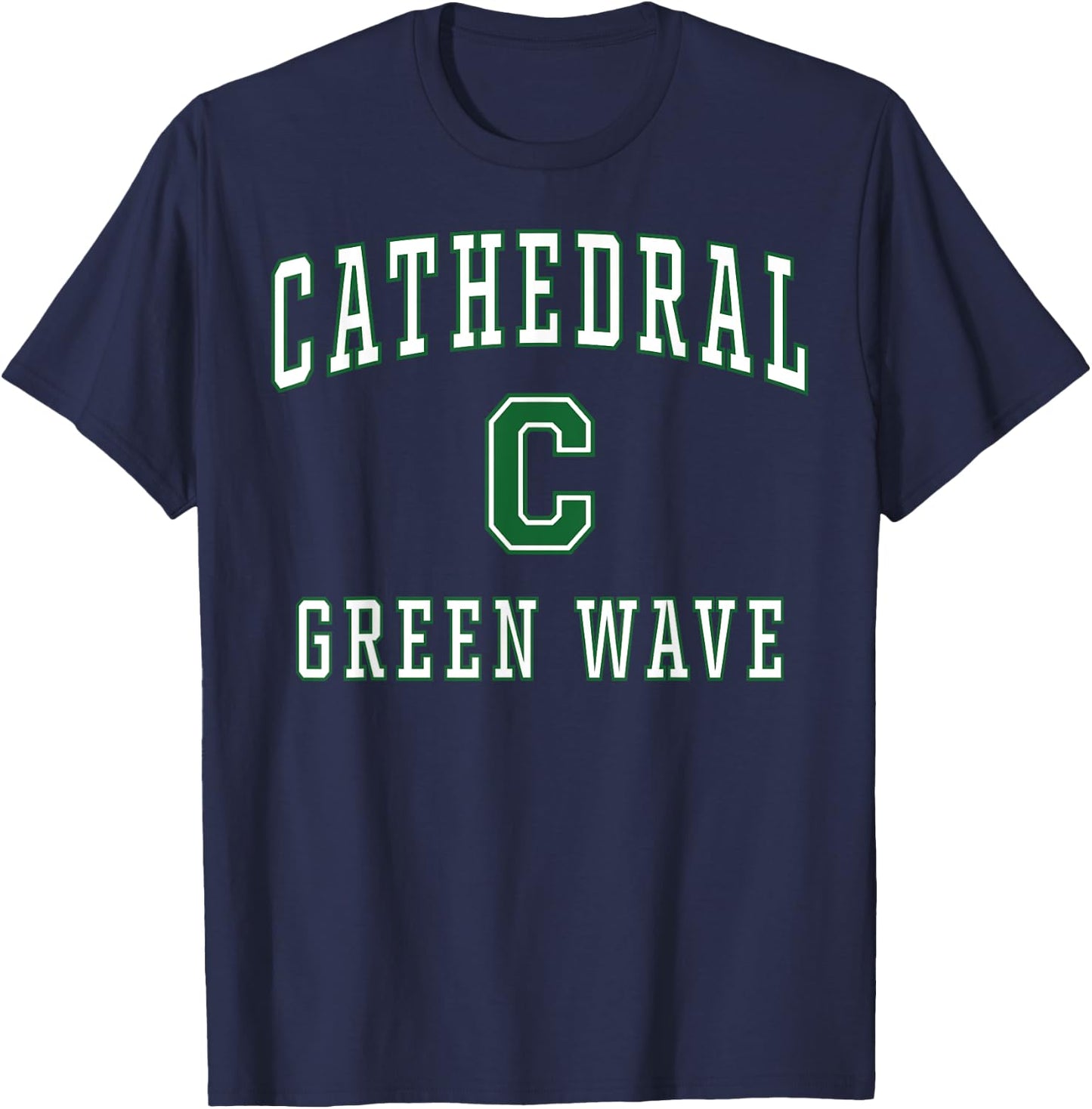 Cathedral High School Green Wave T-Shirt - T-Shirt | Navy