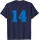 Blue Sports Team Number #14 T-Shirt - T-Shirt | Navy
