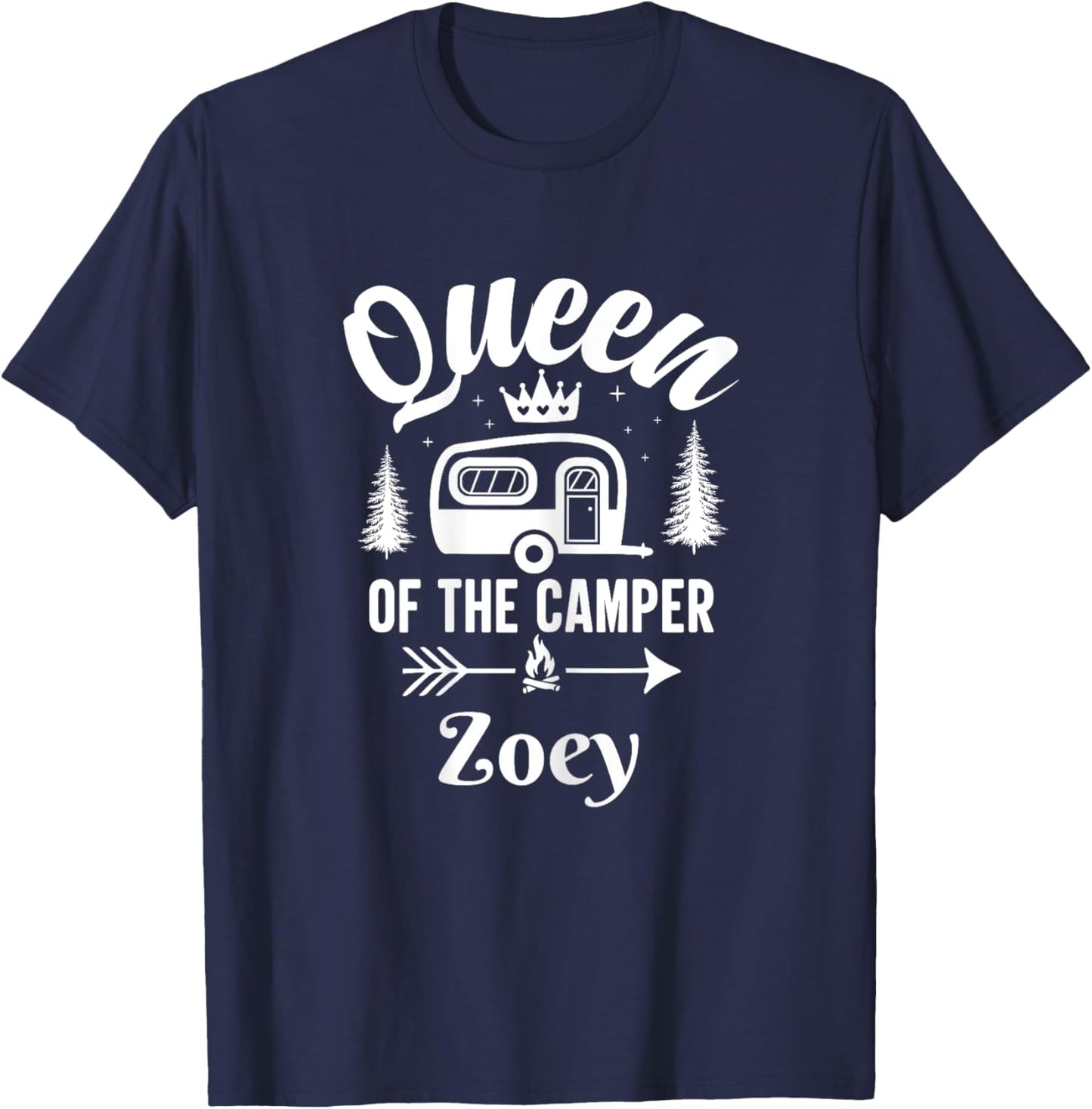 Queen of the Camper Zoey, Camping Outfit Adventure Nature T-Shirt - T-Shirt | Navy