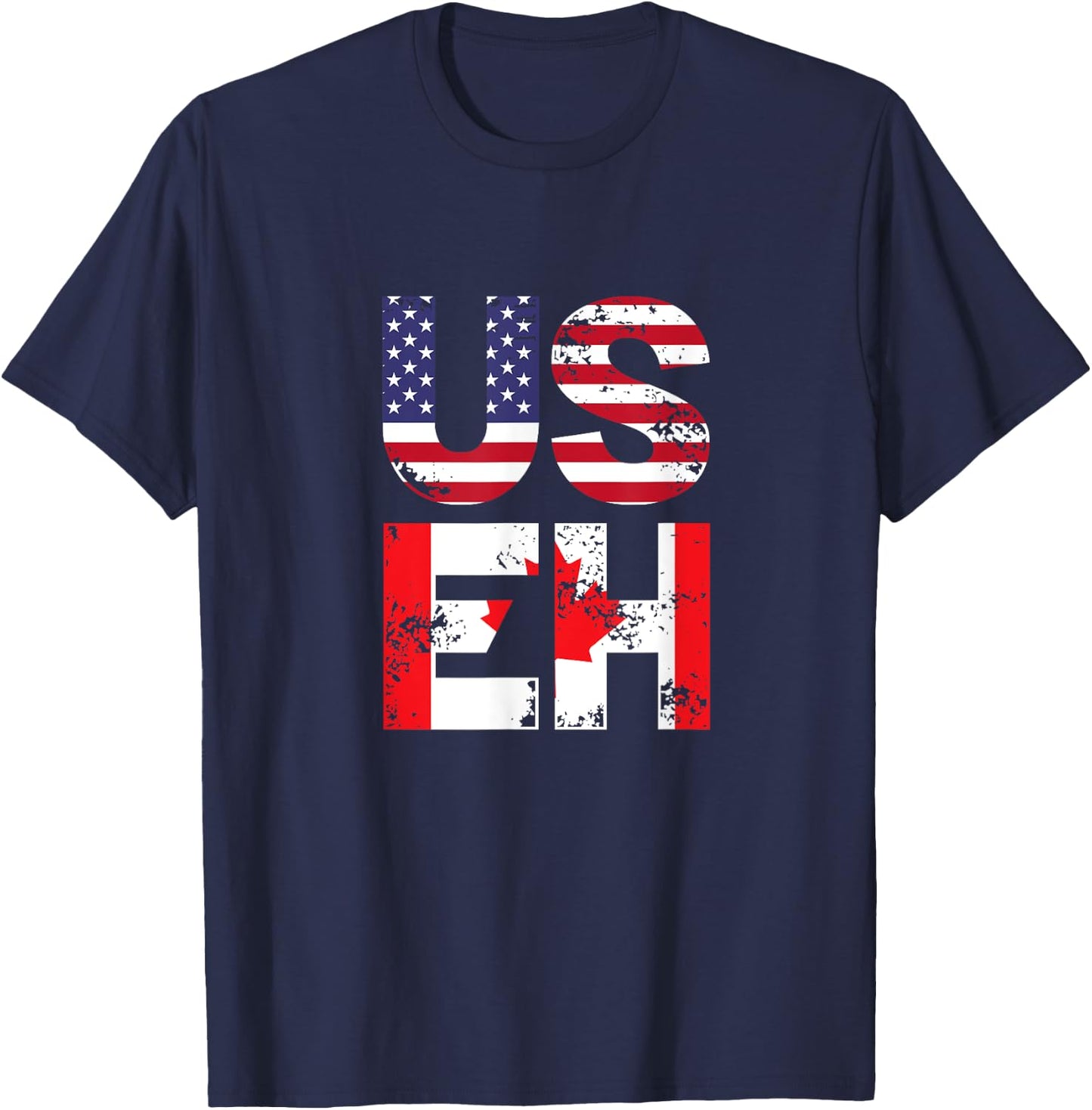 US EH Funny Canada American Flag T-Shirt - T-Shirt | Navy