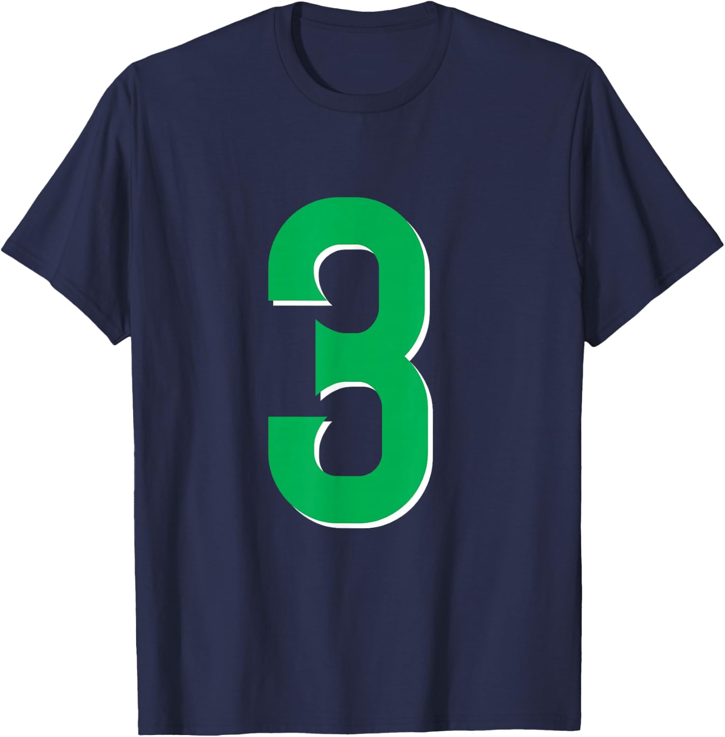 #3 Jersey Uniform Varsity Sports Green Number, Third 3rd T-Shirt - T-Shirt | Navy