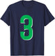 #3 Jersey Uniform Varsity Sports Green Number, Third 3rd T-Shirt - T-Shirt | Navy
