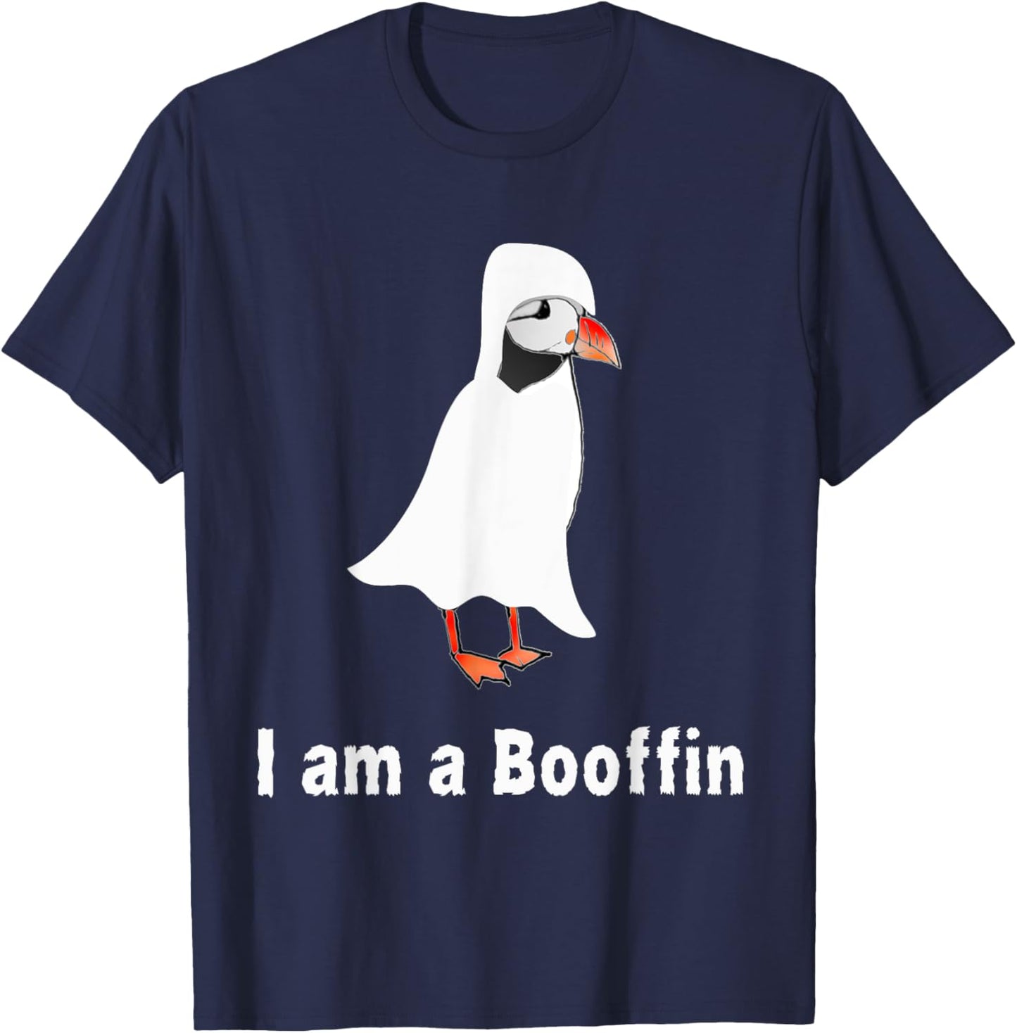 Funny Halloween Puffin lover costume Puffin pun boo sheet T-Shirt - T-Shirt | Navy