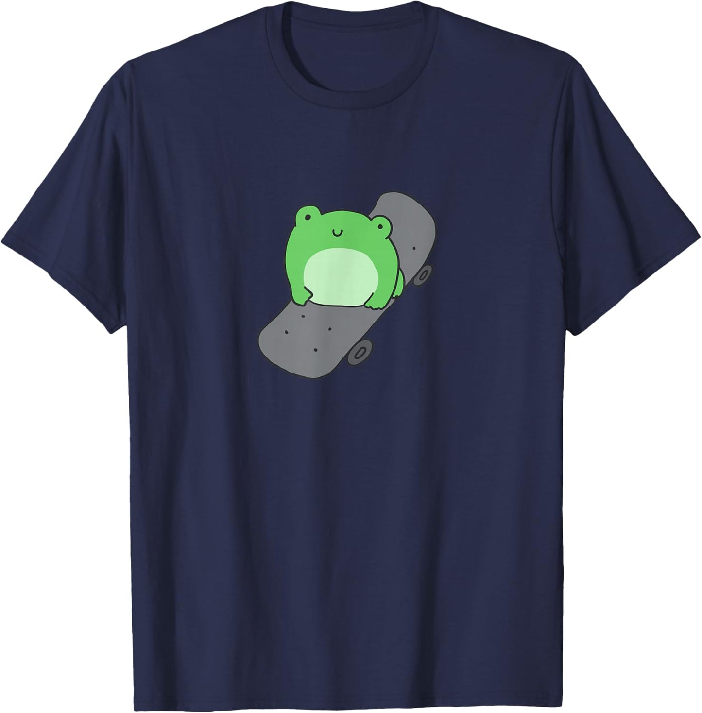 Cute Frog and Skateboard Kawaii Aesthetic Frog T-Shirt - T-Shirt | Navy