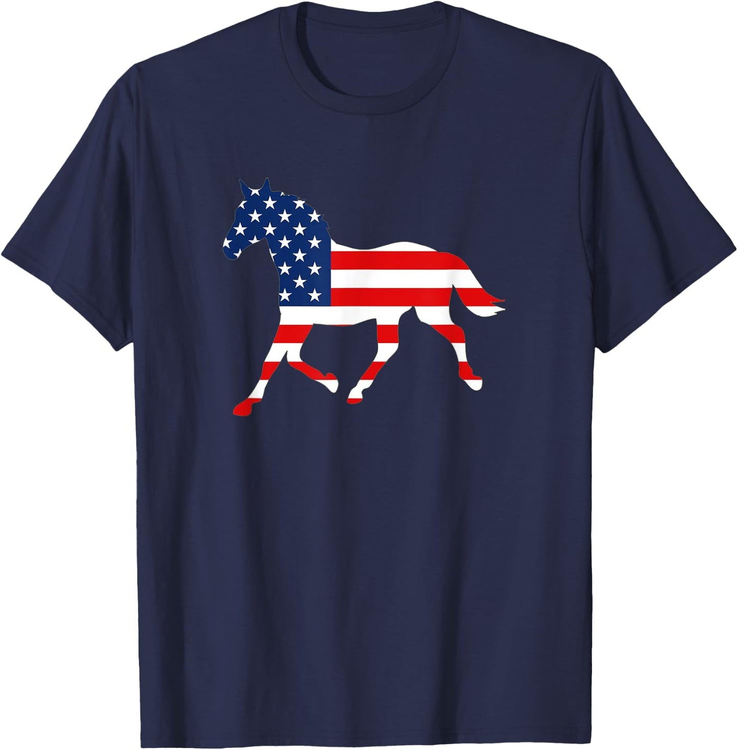 American Patriotic Horse USA Flag July 4th Gift Equestrian T-Shirt - T-Shirt | Navy