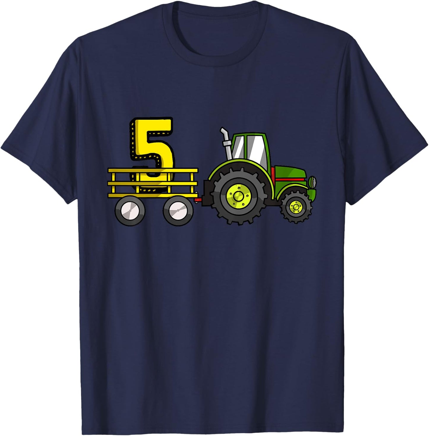 Kids Farm 5 Year Old Barnyard Boys 5th Birthday Tractor T-Shirt - T-Shirt | Navy