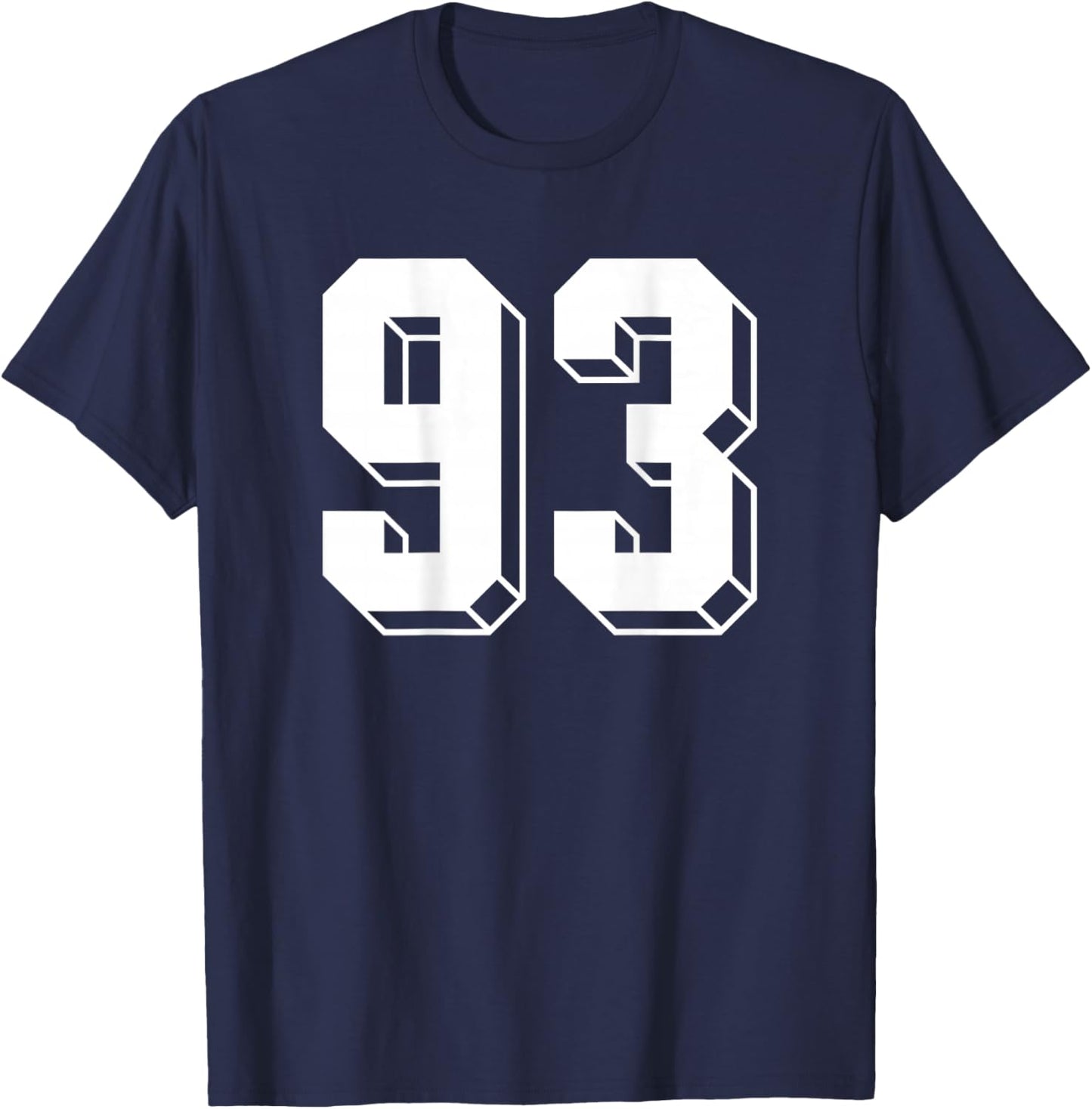 Number 93 BACKSIDE - Retro 80s 90s Team Jersey Numbered T-Shirt - T-Shirt | Navy