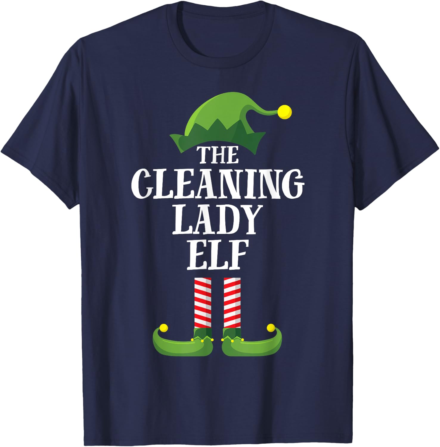 Cleaning Lady Elf Matching Family Group Christmas Party PJ T-Shirt - T-Shirt | Navy