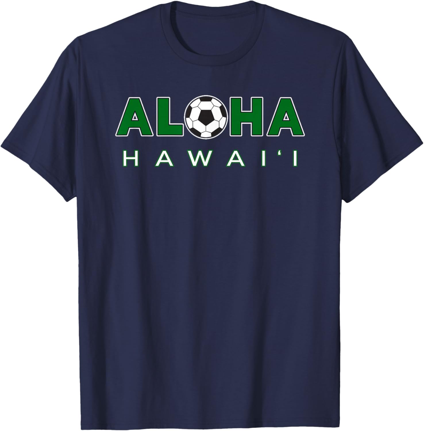 ALOHA Hawaii Soccer Ball: Aloha with Soccer Ball T-Shirt - T-Shirt | Navy