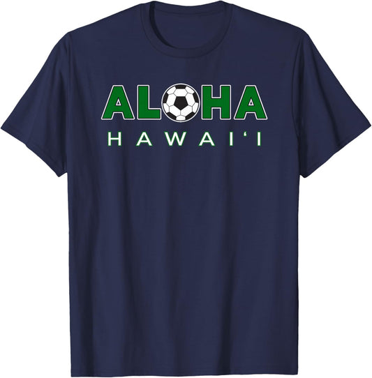 ALOHA Hawaii Soccer Ball: Aloha with Soccer Ball T-Shirt - T-Shirt | Navy