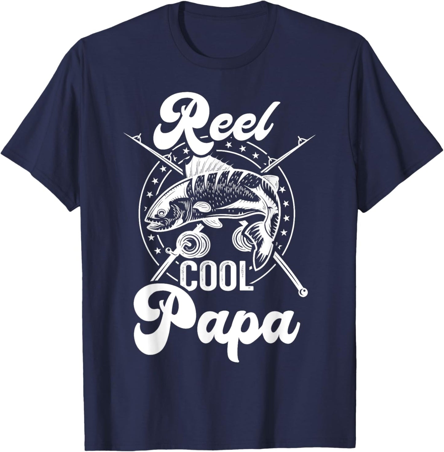 Reel cool papa fishing grandpa for fathers day birthday T-Shirt - T-Shirt | Navy