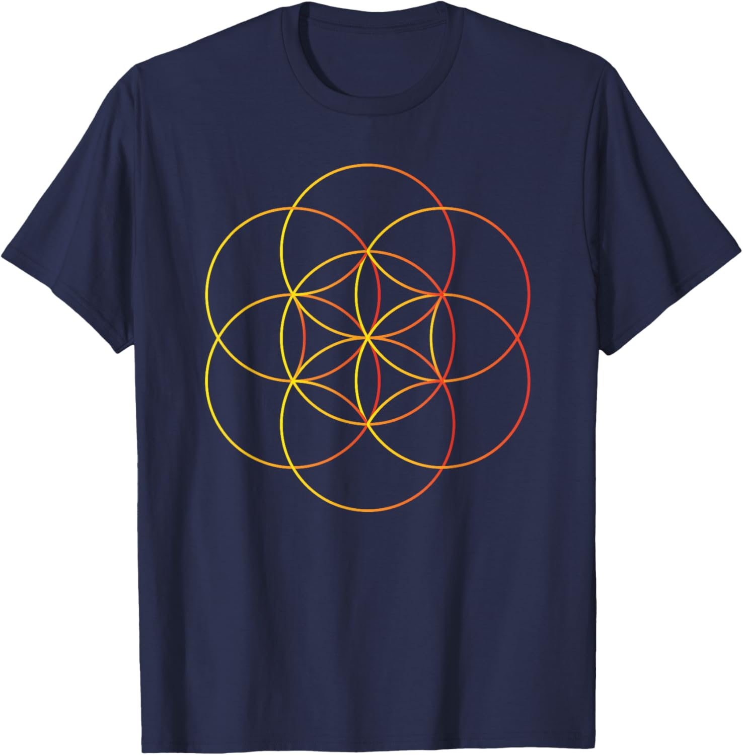 Seed of Life Sacred Geometry Chakra Esoteric Yoga Symbols T-Shirt - T-Shirt | Navy