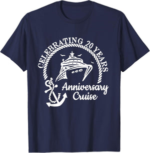 Celebrating 20th Marriage Wedding Anniversary Cruise Couple T-Shirt - T-Shirt | Navy