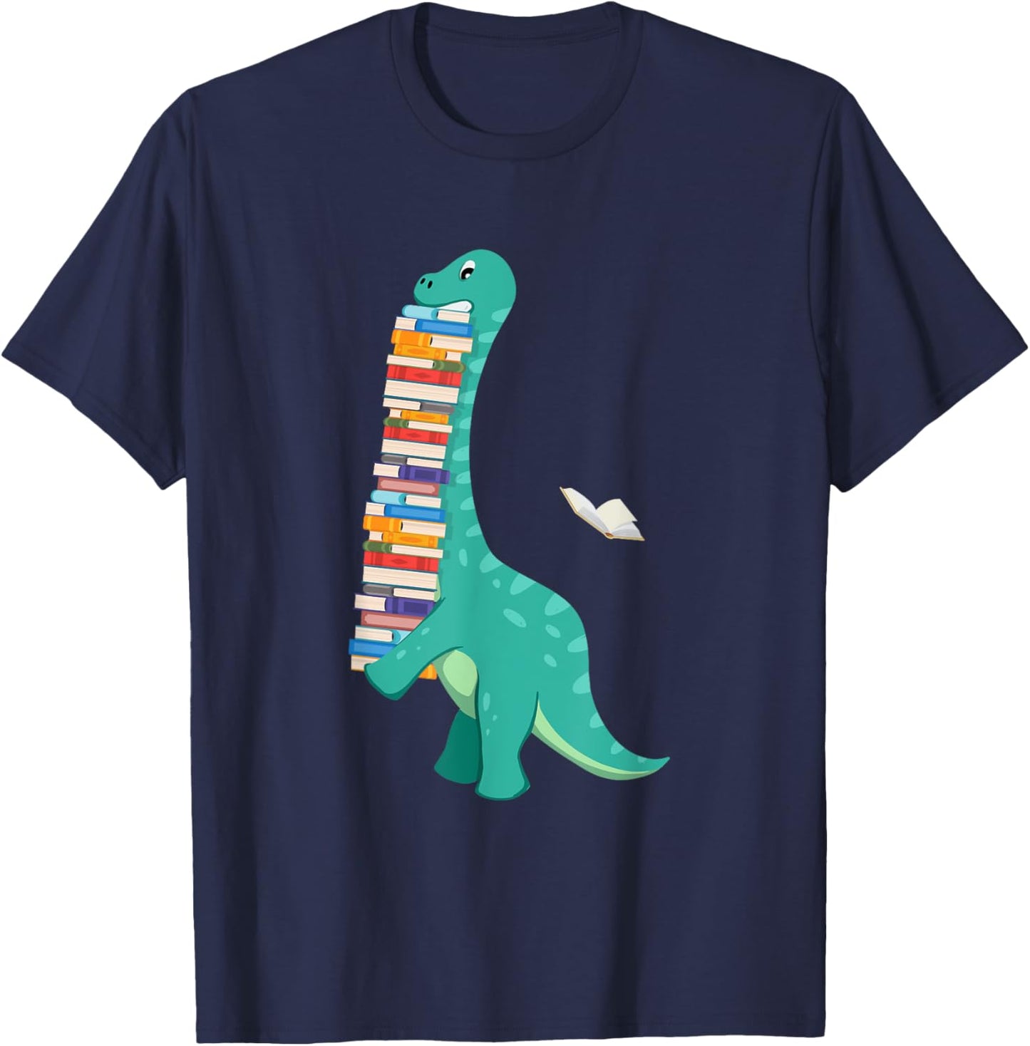 Book Dinosaur - Book Lover Reading Bookworm Reader T-Shirt - T-Shirt | Navy