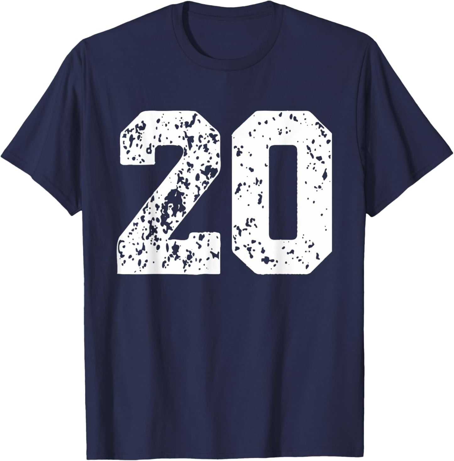 Number 20 White Best Classic College Style Birthday Funny T-Shirt - T-Shirt | Navy