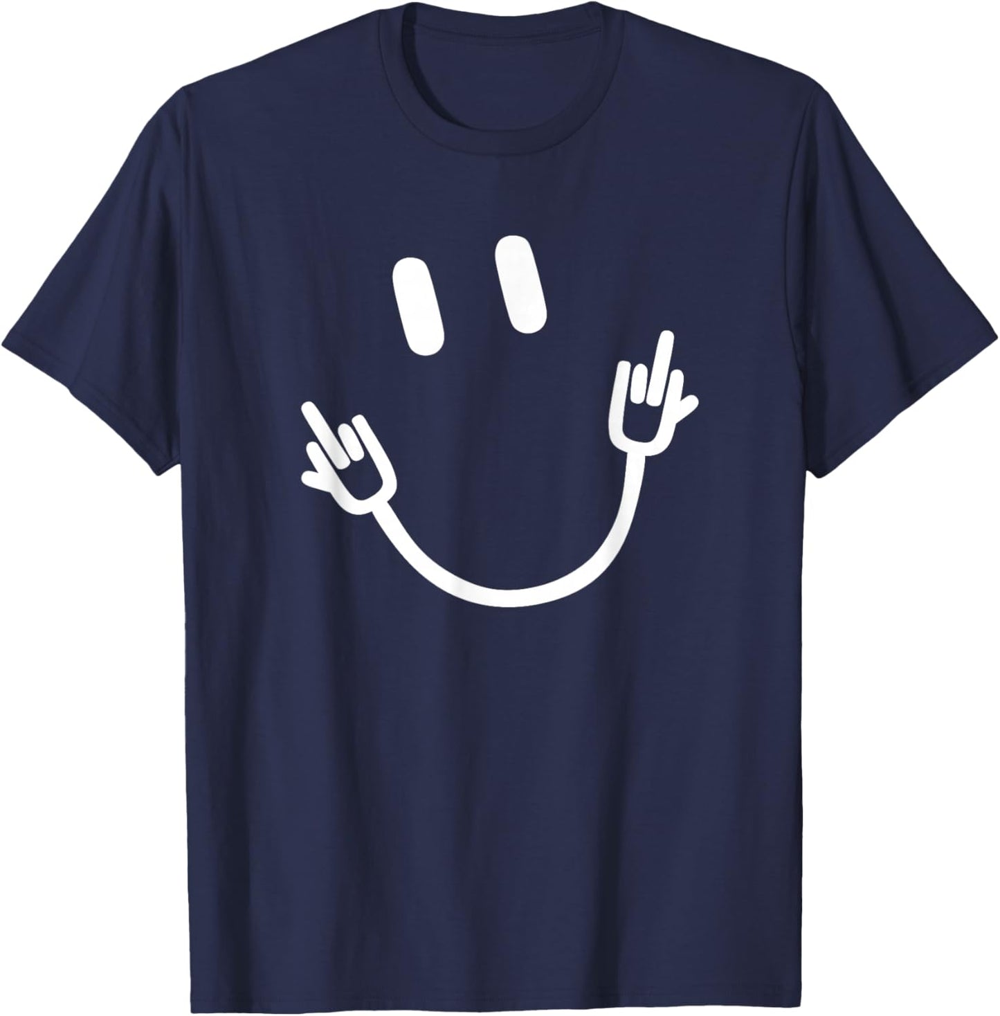 Smile Middle Finger Funny T-Shirt - T-Shirt | Navy