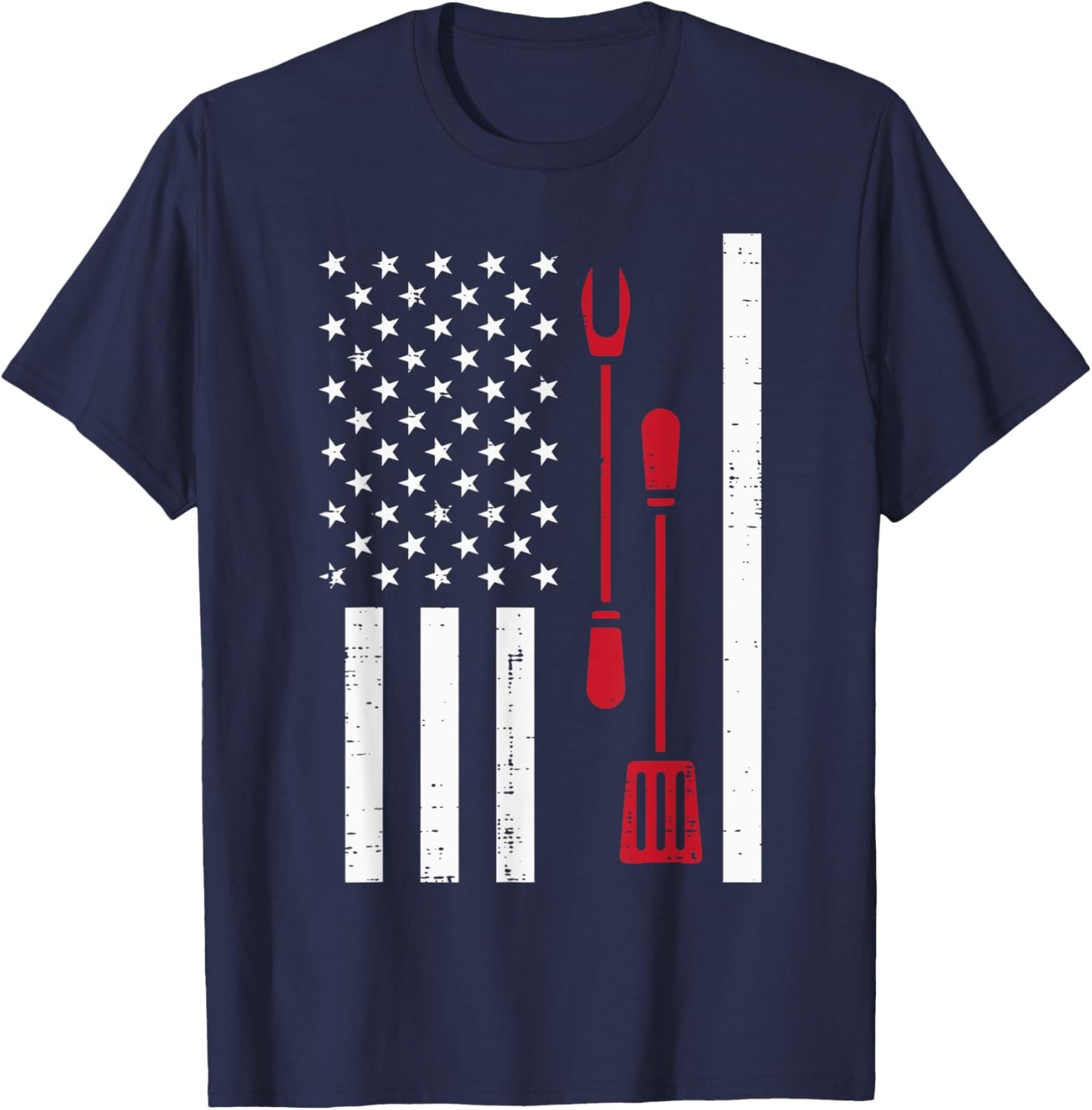 US Flag Bbq Grilling Tools Barbecue 4th July Women Men Kids T-Shirt - T-Shirt | Navy