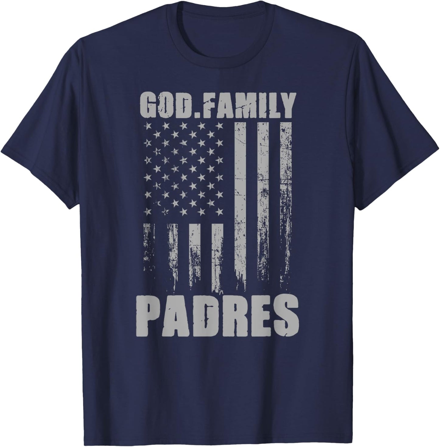 Carmel Padres God. Family. Vintage USA Flag T-Shirt - T-Shirt | Navy