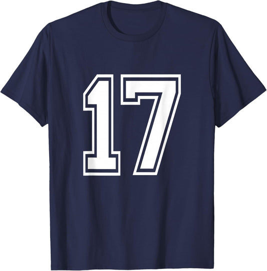 Number 17 Varsity Sports Team Jersey 17th Birthday 17 Years T-Shirt - T-Shirt | Navy