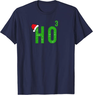 Ho to the Third Power Funny Power of Three Christmas Design T-Shirt - T-Shirt | Navy