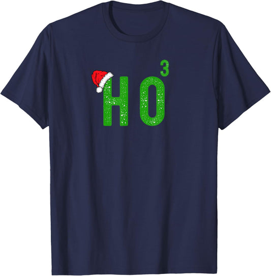 Ho to the Third Power Funny Power of Three Christmas Design T-Shirt - T-Shirt | Navy