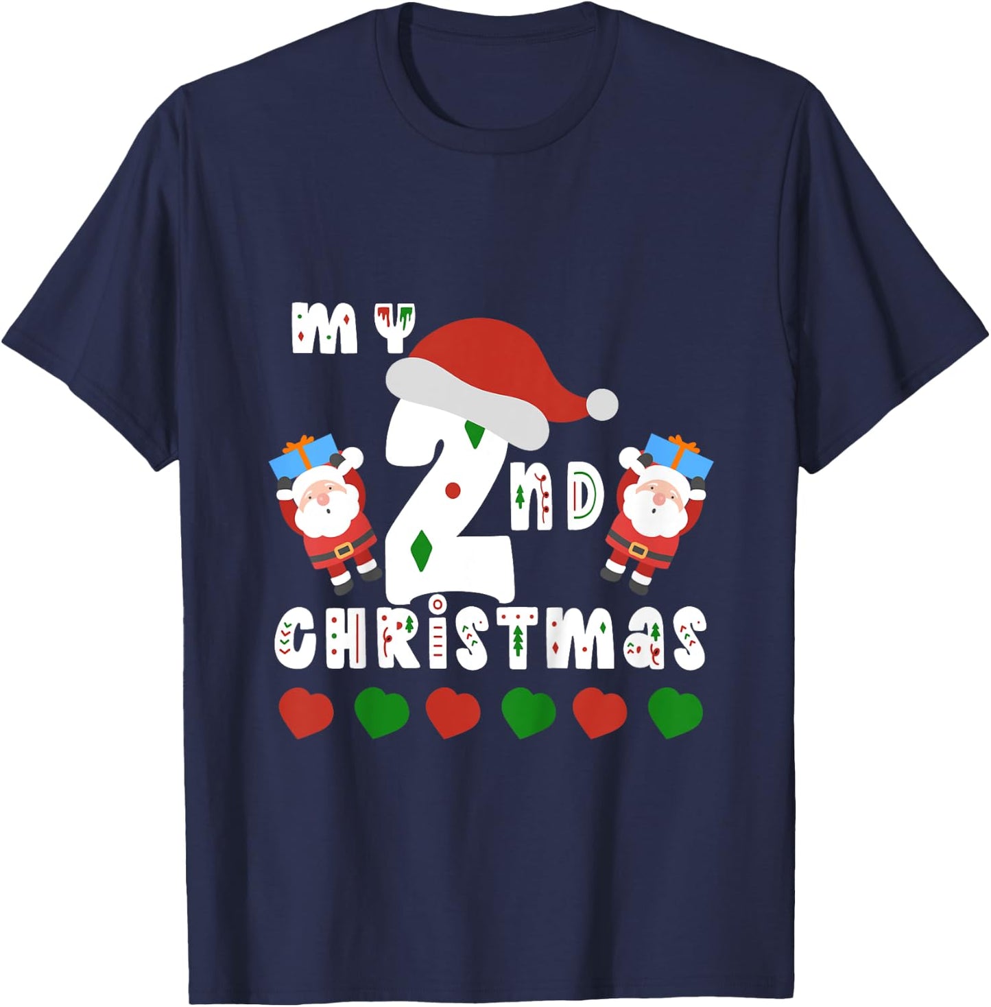 Kids My Second Christmas Baby Child 2nd Xmas Gift Kids T-Shirt - T-Shirt | Navy
