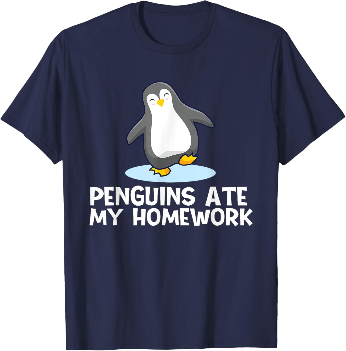 Penguin Lover Shirts - Penguins Ate My Homework -Adults Black T-Shirt - T-Shirt | Navy