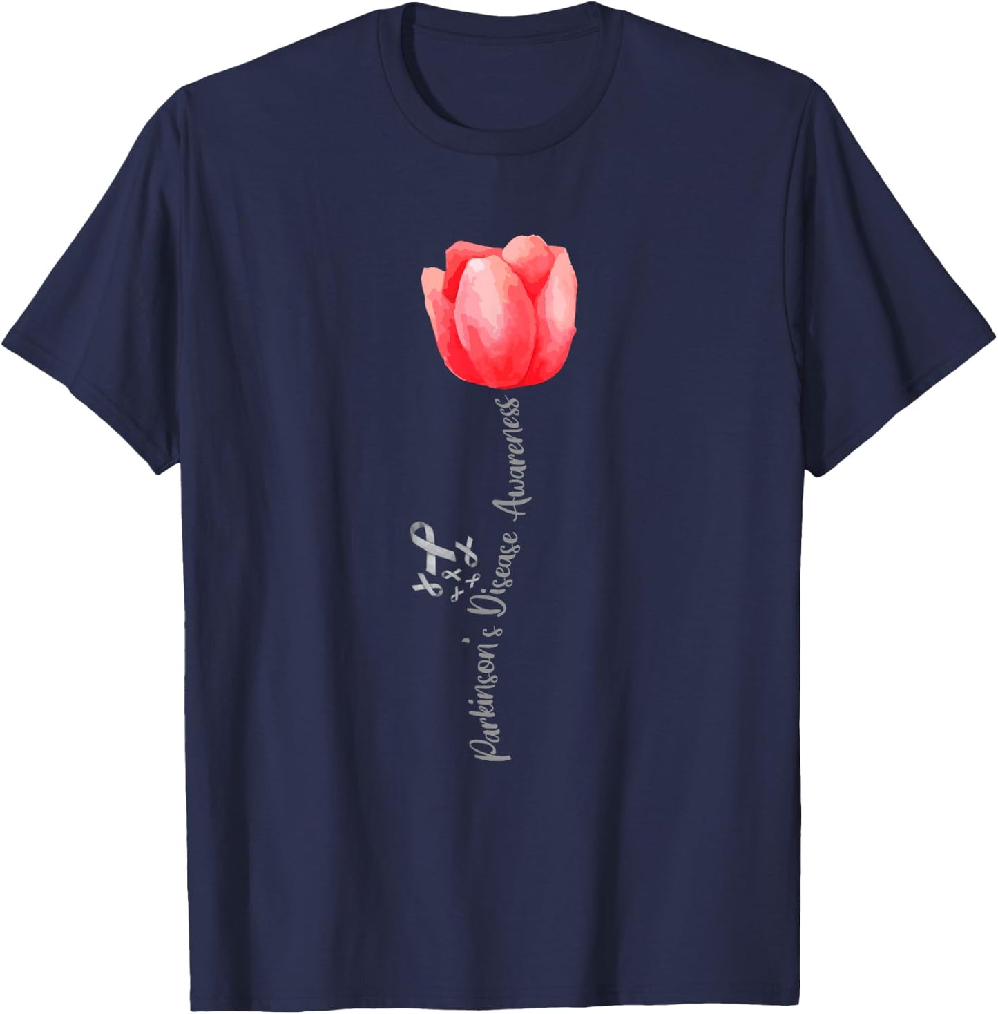 Parkinson Disease Awareness Tulip — April National Month T-Shirt - T-Shirt | Navy