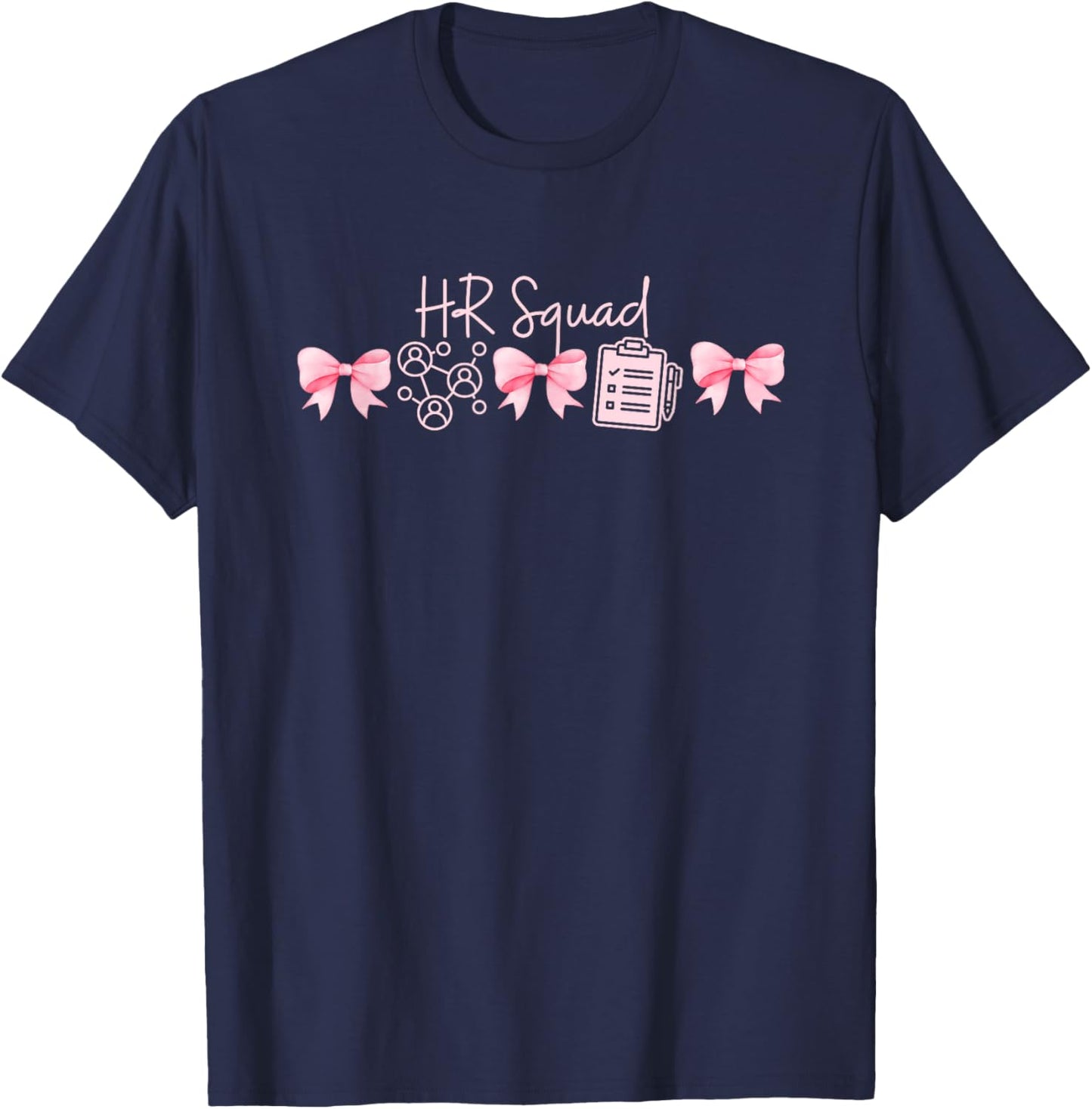 Coquette Human Resources HR Squad Pink Bows Clipboard T-Shirt - T-Shirt | Navy
