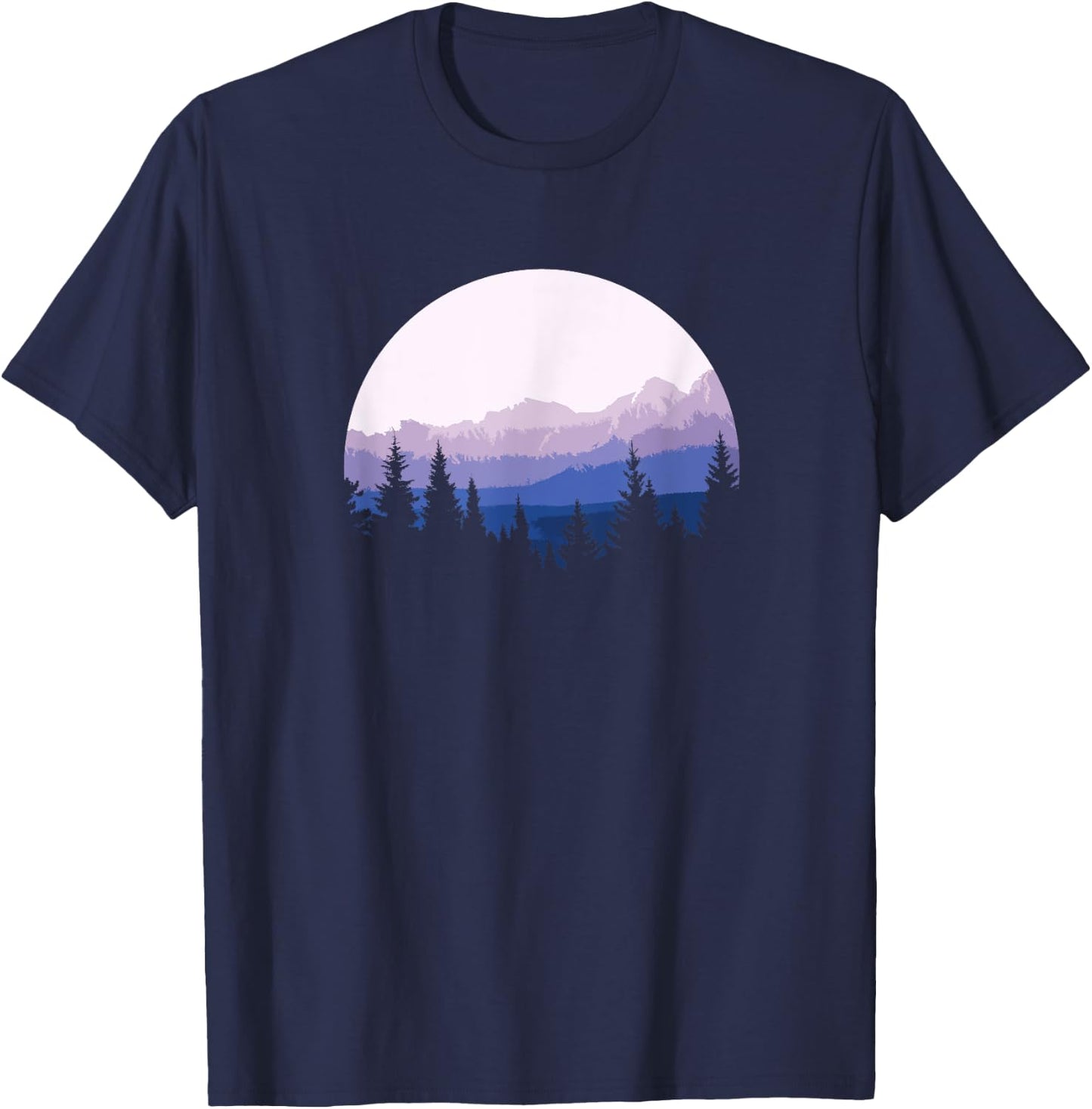 Forest Scene Mountain Silhouette T-Shirt - T-Shirt | Navy