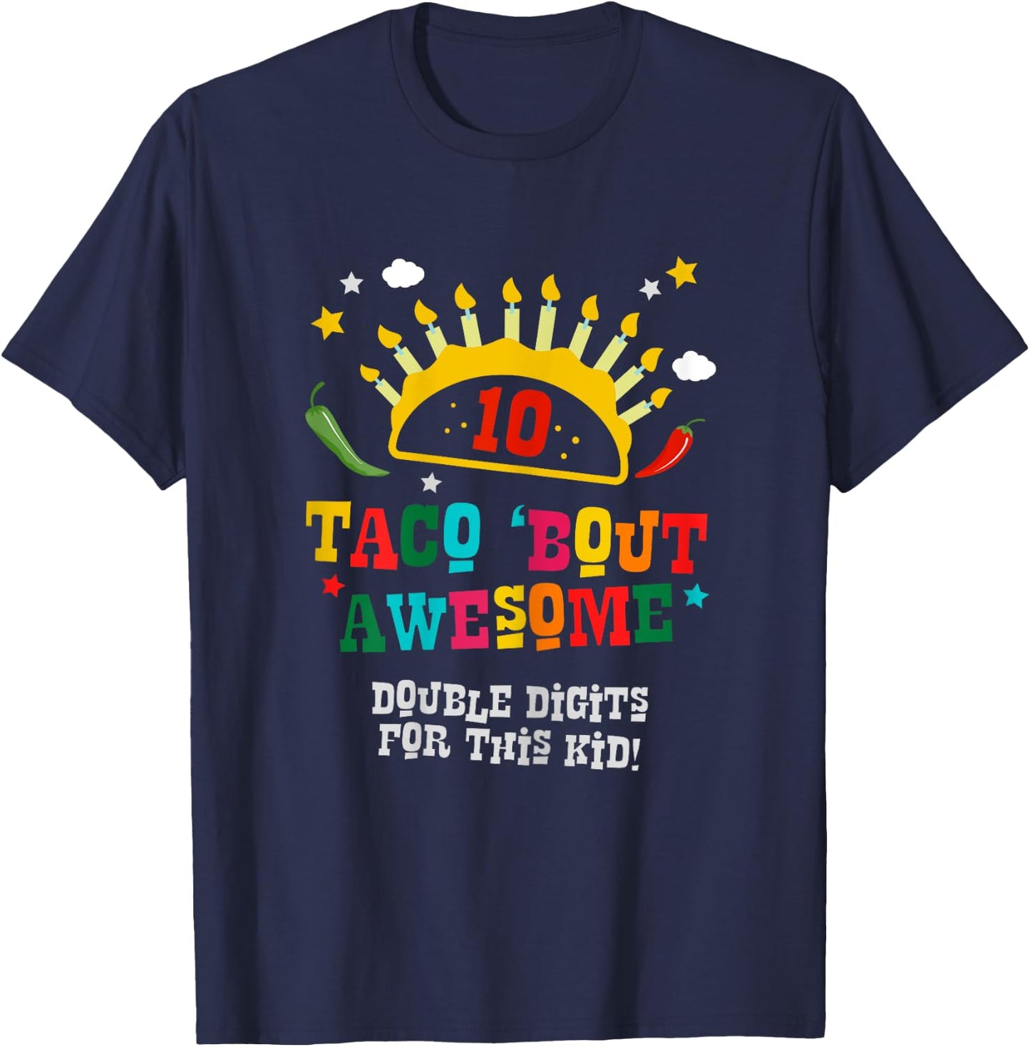 Birthday Taco Age 10 Gift - Boys Taco Bout Awesome Age Ten T-Shirt - T-Shirt | Navy