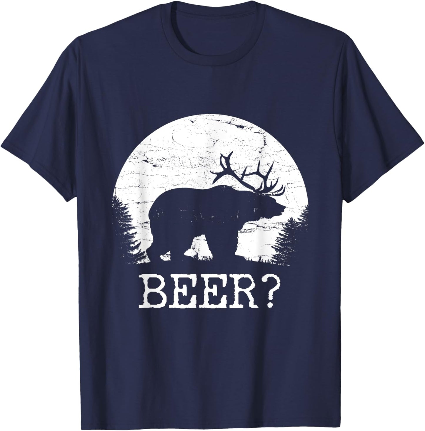 Beer, Bear, Deer, IPA, Pub | Beer, Drinking T-Shirt - T-Shirt | Navy