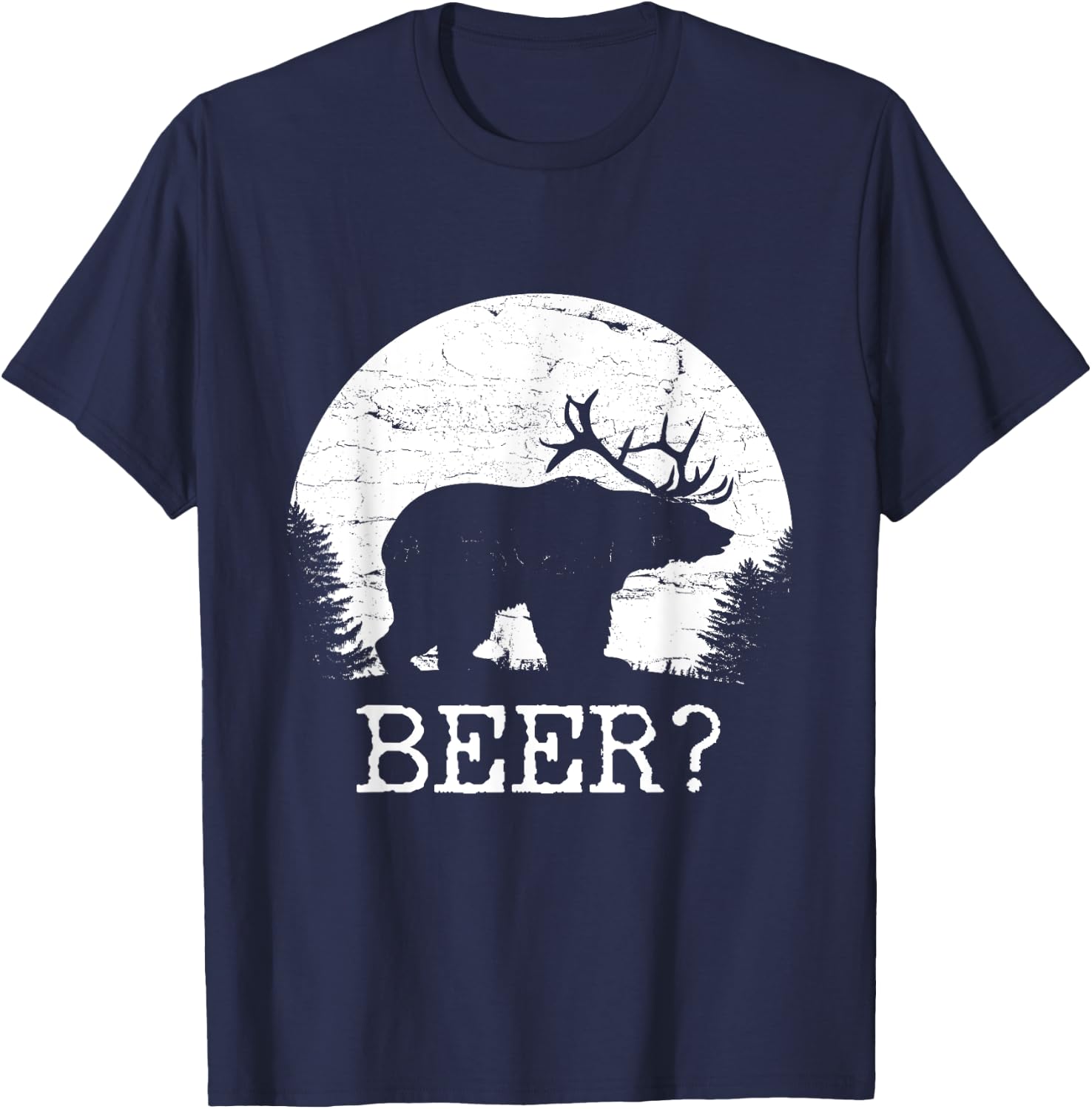Beer, Bear, Deer, IPA, Pub | Beer, Drinking T-Shirt - T-Shirt | Navy