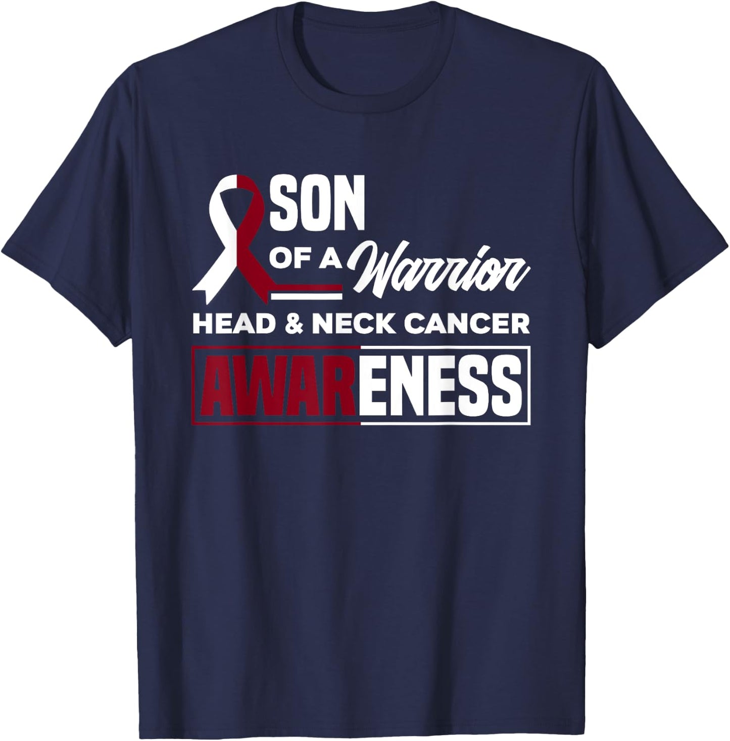 Son Of A Warrior Support Oral Head & Neck Cancer Awareness T-Shirt - T-Shirt | Navy