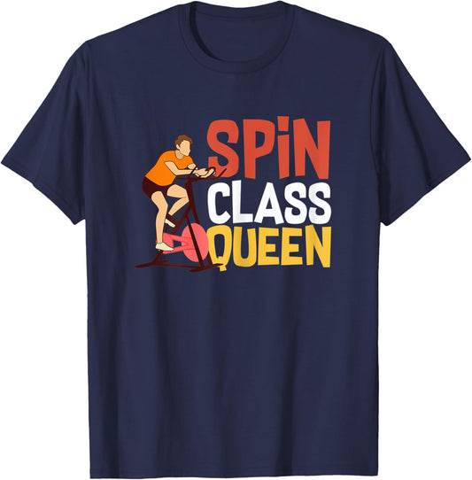 Spinning Wheel Workout Bike Fitness Exercise T-Shirt - T-Shirt | Navy