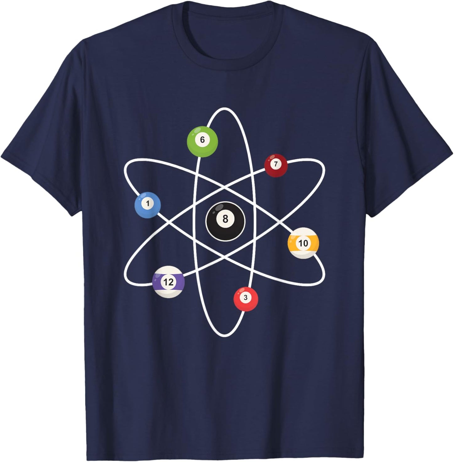 Cue Ball Atoms - Billiard Lover Pool Player Game Sports T-Shirt - T-Shirt | Navy