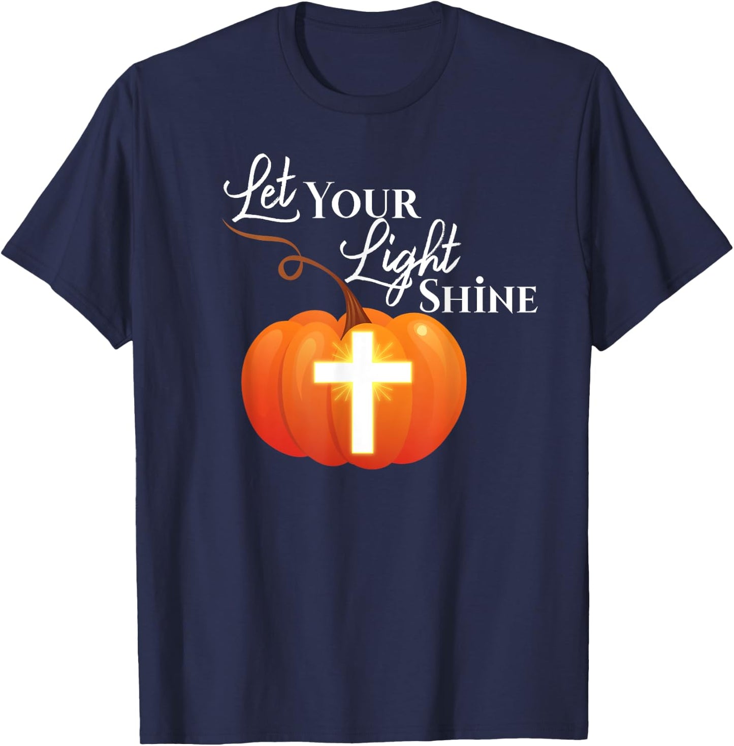 Halloween or Hallelujah Night Let your Light Shine Pumpkin T-Shirt - T-Shirt | Navy