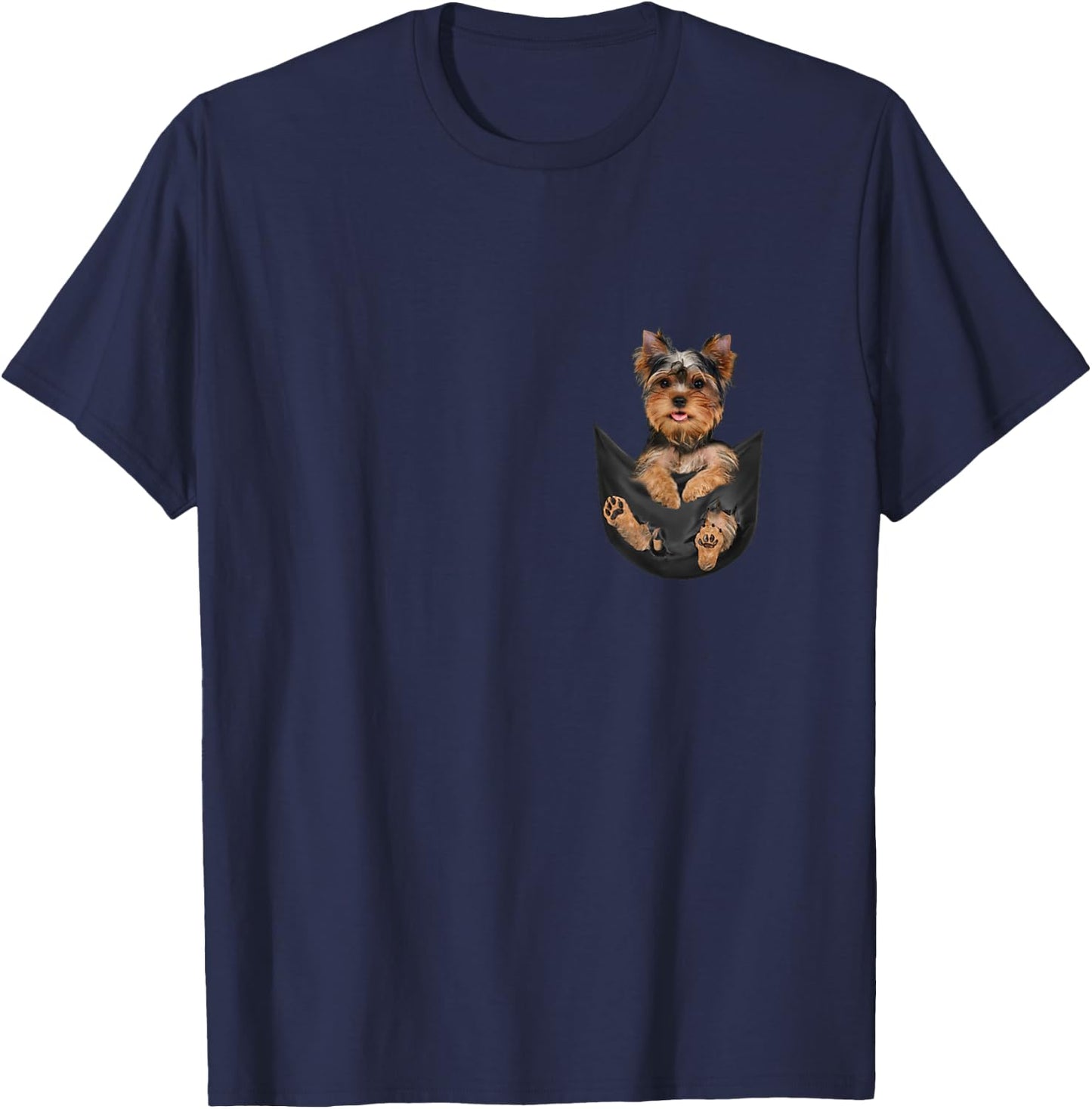 Dog Lovers Gifts Yorkshire Terrier In Pocket Funny Dog Face T-Shirt - T-Shirt | Navy