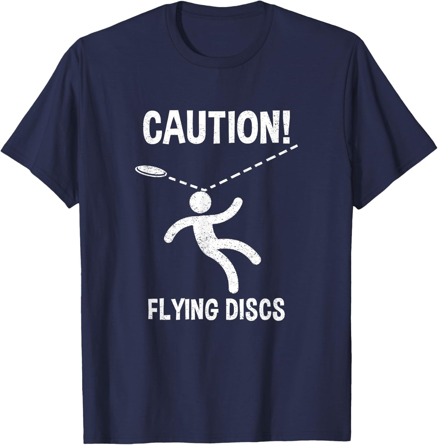 Caution! Flying Discs - Women & Girls Disc Golf Frolf T-Shirt - T-Shirt | Navy