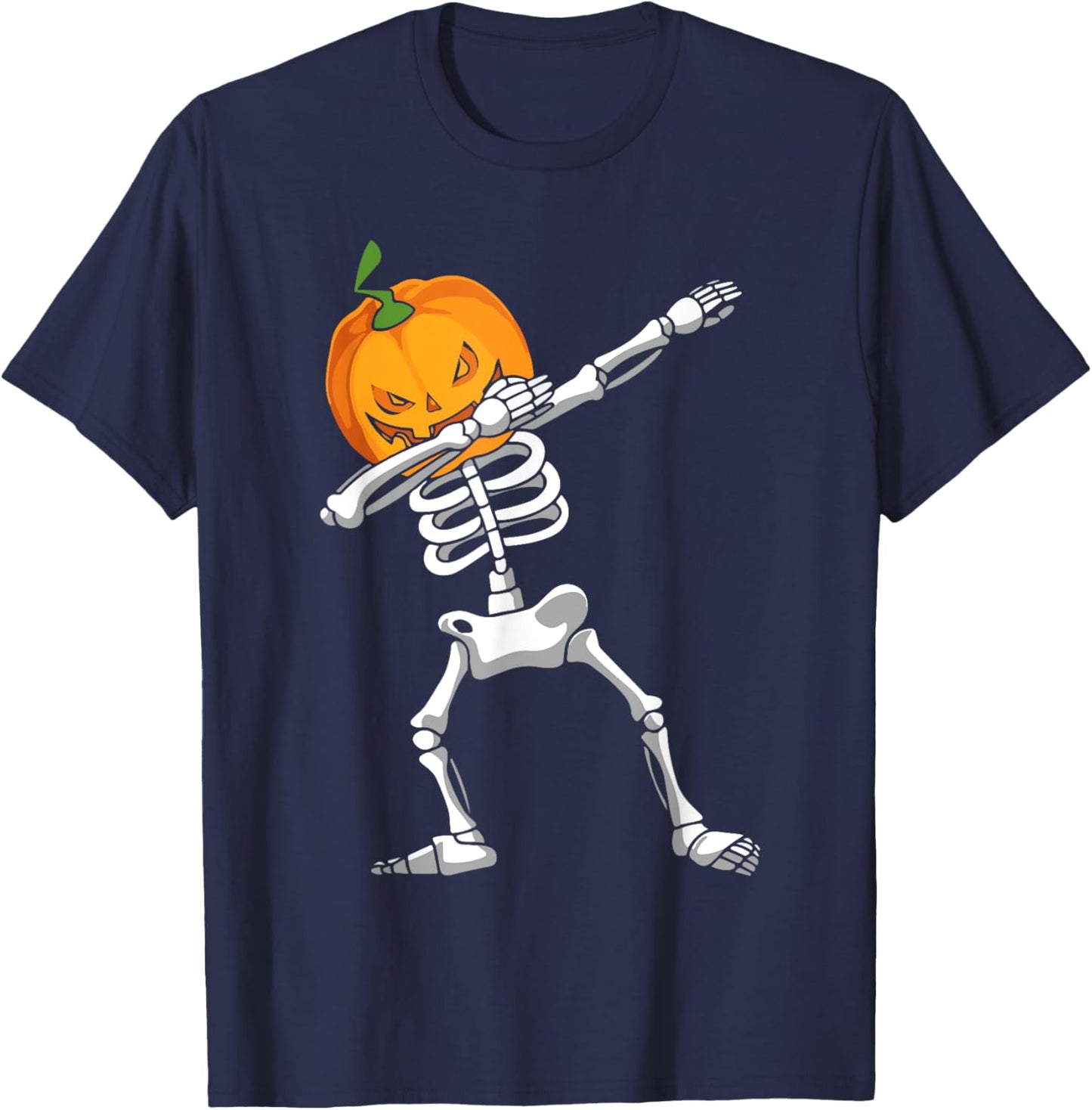 Dabbing Pumpkin Dabbing Skeleton Halloween Costume Kids Men T-Shirt - T-Shirt | Navy