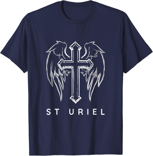 St Uriel Archangel Traditional Christians Catholic Prayer T-Shirt - T-Shirt | Navy