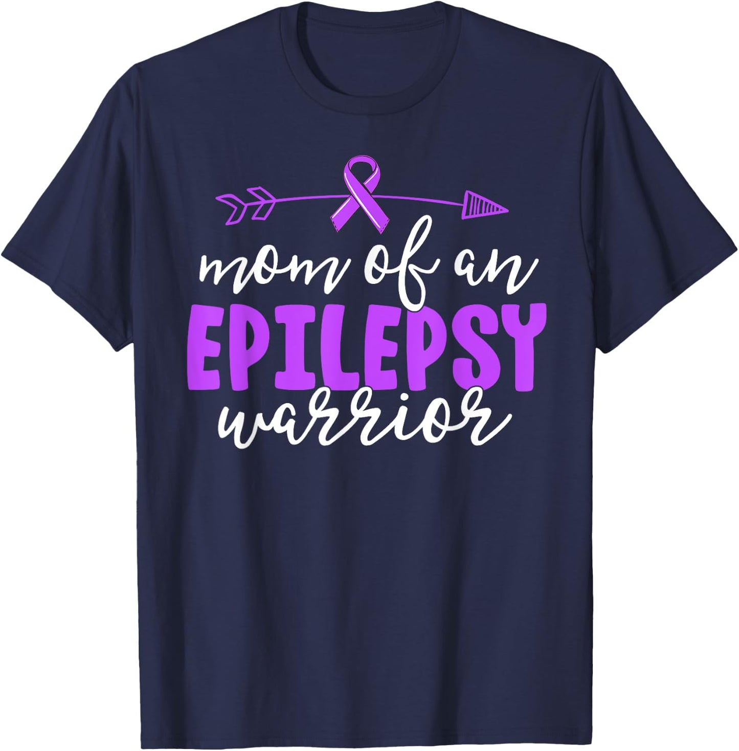 Epilepsy Mom Shirt Purple Ribbon Awareness Mother Shirt T-Shirt - T-Shirt | Navy