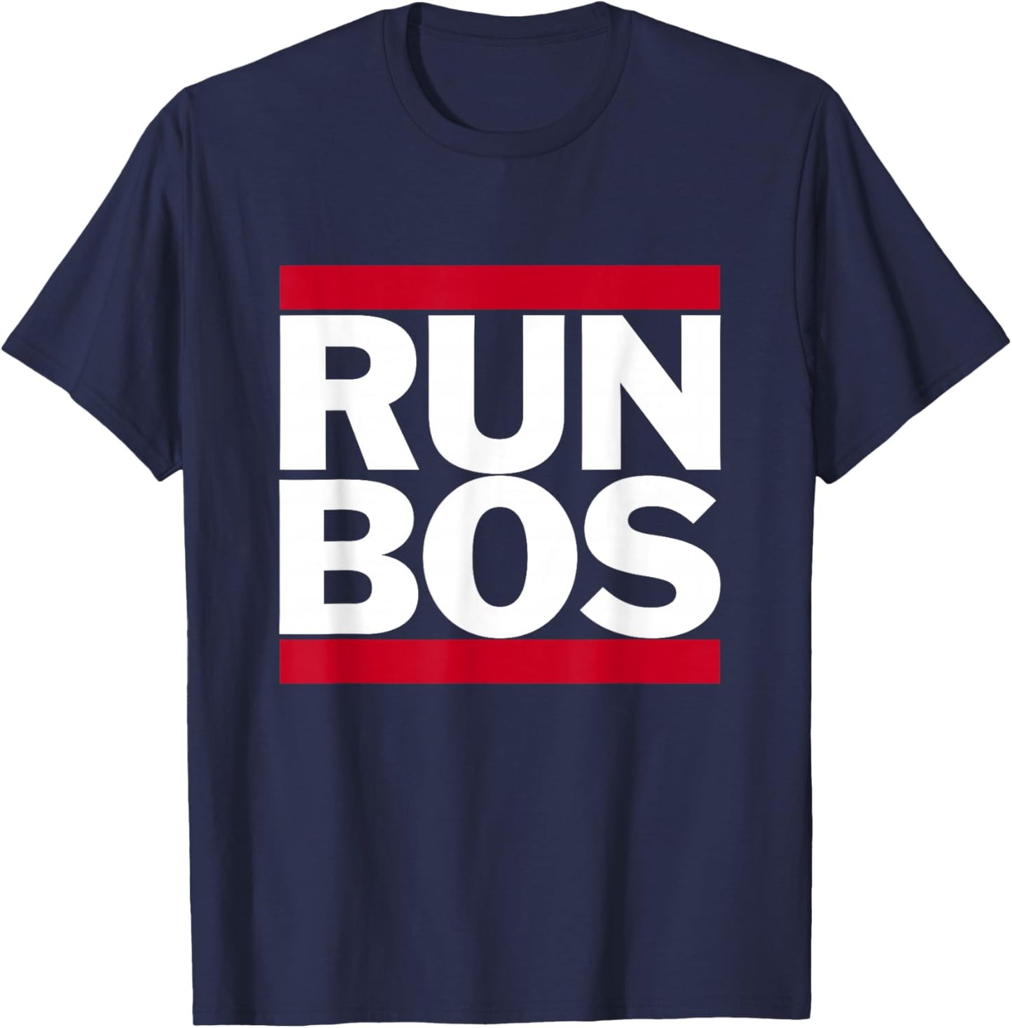 Run Bos Boston Mass Running Distance Runner New England T-Shirt - T-Shirt | Navy