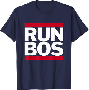 Run Bos Boston Mass Running Distance Runner New England T-Shirt - T-Shirt | Navy