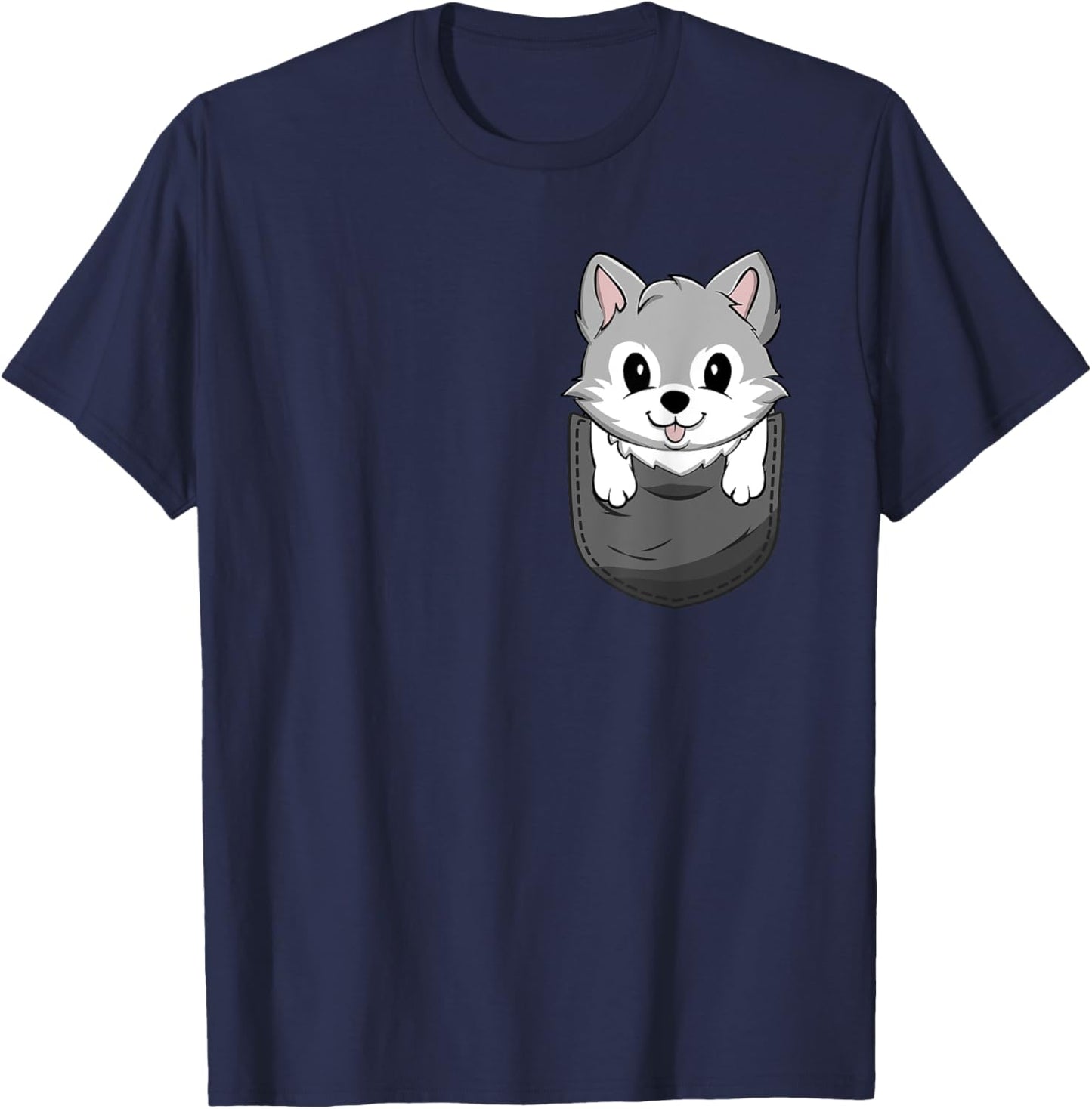 Wolf In A Pocket - Wild Animal Lover Hunter Zoology T-Shirt - T-Shirt | Navy
