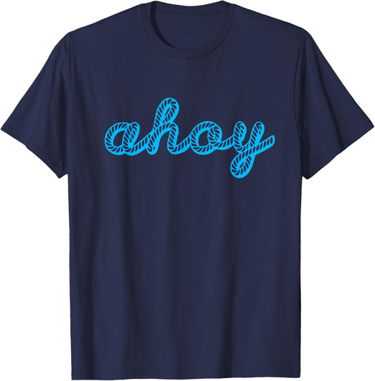 Skipper ahoy sailing knot sailor sailboat sail ship greeting T-Shirt - T-Shirt | Navy