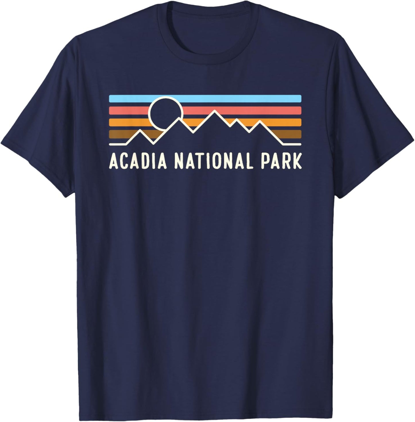 Acadia National Park Retro Mountain Lines camping souvenir T-Shirt - T-Shirt | Navy