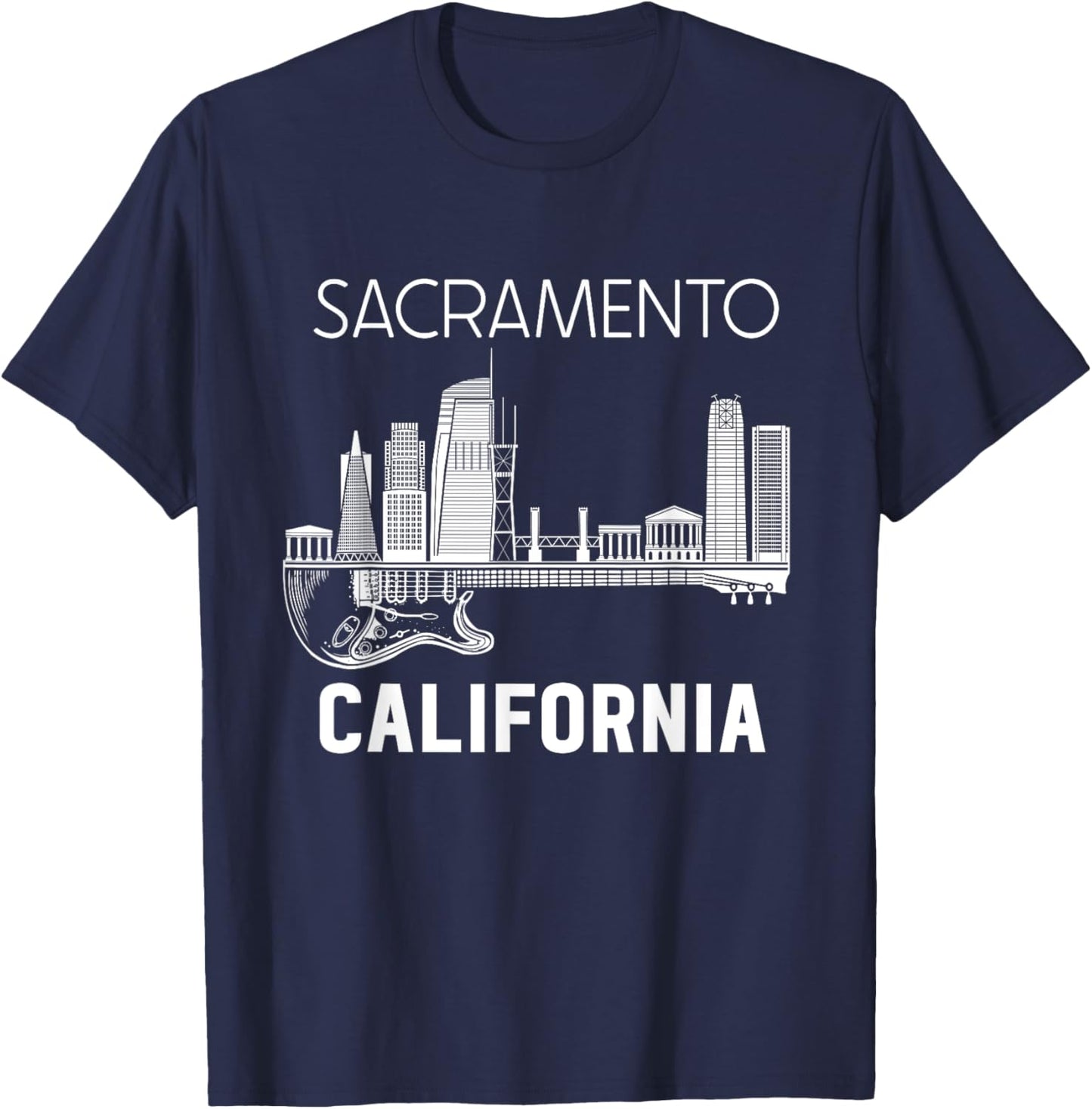 Sacramento California Skyline Music Sacramento Souvenir T-Shirt - T-Shirt | Navy