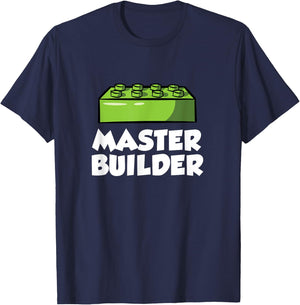 Master Builder - Building Blocks Brick Toy Brick Builder T-Shirt - T-Shirt | Navy