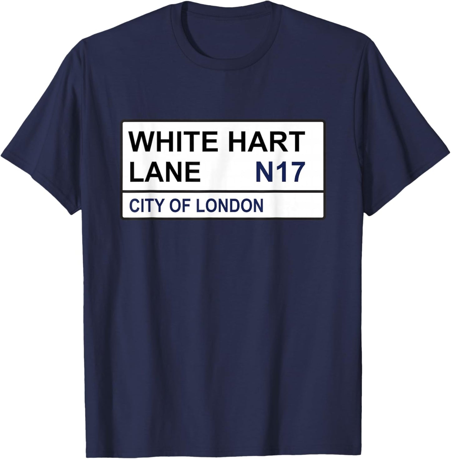 Tottenham Football Team White Hart Lane Street Sign T-Shirt - T-Shirt | Navy
